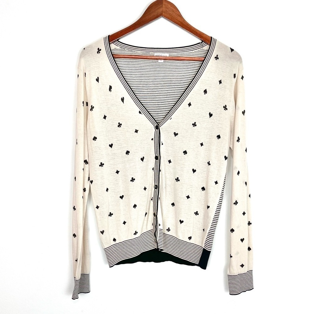 Minnie Rose Deck of Cards Cardigan Sweater Size Medium